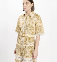 Vestido Aliza – Vestido longo com mangas curtas e cinto, em algodão com laços, 100 % algodão – Miss June Paris - 3