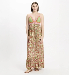 Vestido Bari – Vestido longo com alças finas e forro, em modal com lurex e crochê de algodão, 100 % modal – Miss June Paris - 2