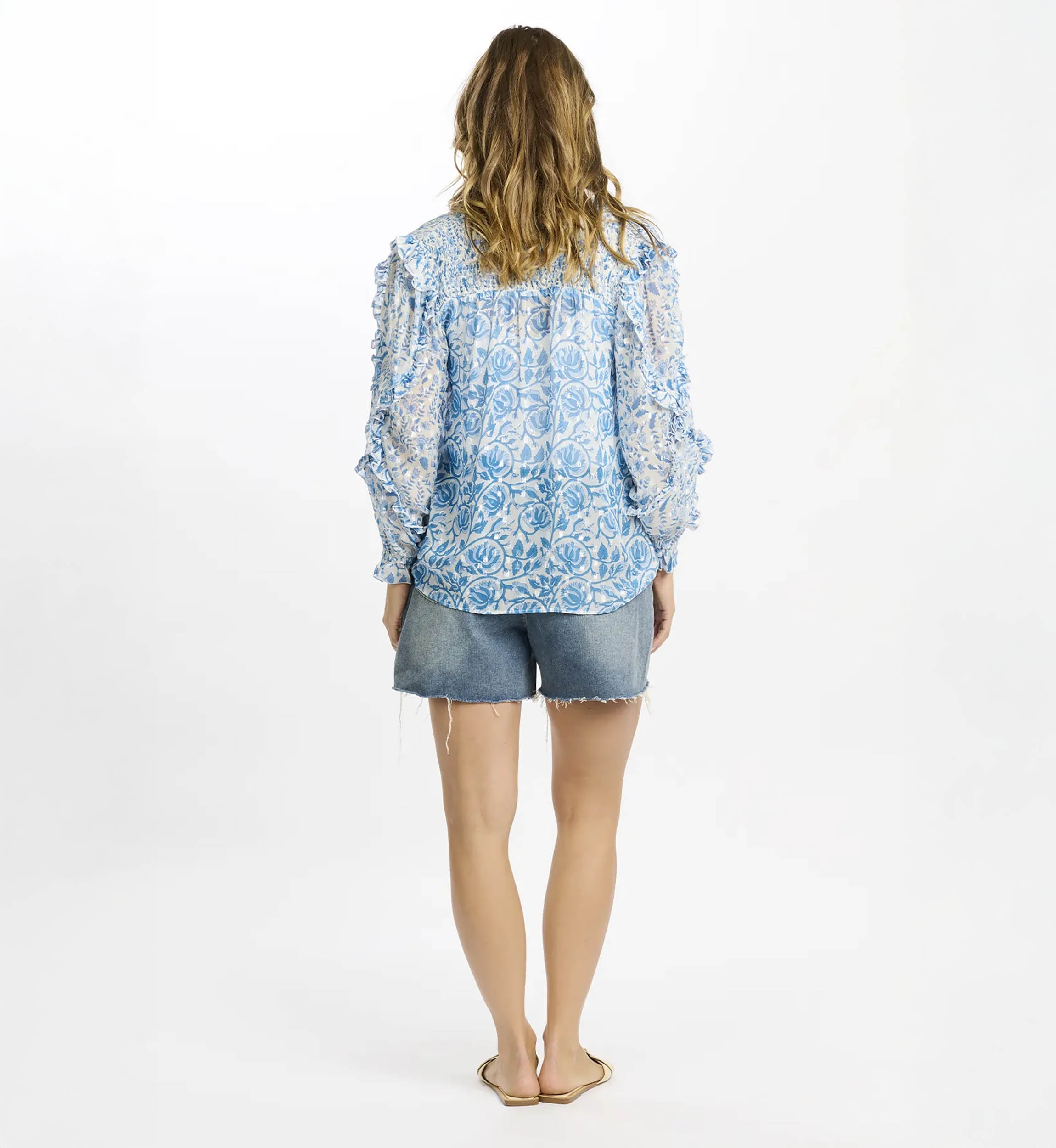 Blusa Cosmo – Blusa de manga larga con forro, de rayón con lúrex y borlas, 100 % rayón – Miss June Paris - 4