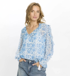 Blusa Cosmo – Blusa de mangas compridas com forro, em rayon com lurex e tassels, 100 % rayon – Miss June Paris - 2