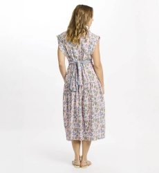 Vestido Bruna – Vestido de comprimento médio com mangas curtas, em algodão slub estampado, 100 % algodão – Miss June Paris - 4