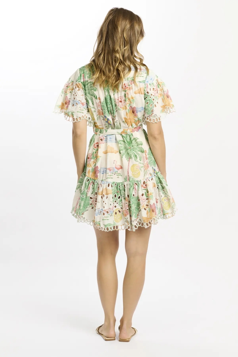Miss June Paris — Vestido Curto Alva Estampado