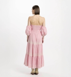 Vestido Oxane – Vestido largo de manga corta, 100 % algodón con bordados – Miss June Paris - 10