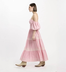 Vestido Oxane – Vestido longo de mangas curtas, 100% algodão com bordados – Miss June Paris - 11