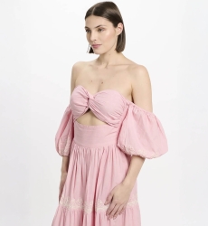 Vestido Oxane – Vestido largo de manga corta, 100 % algodón con bordados – Miss June Paris - 9