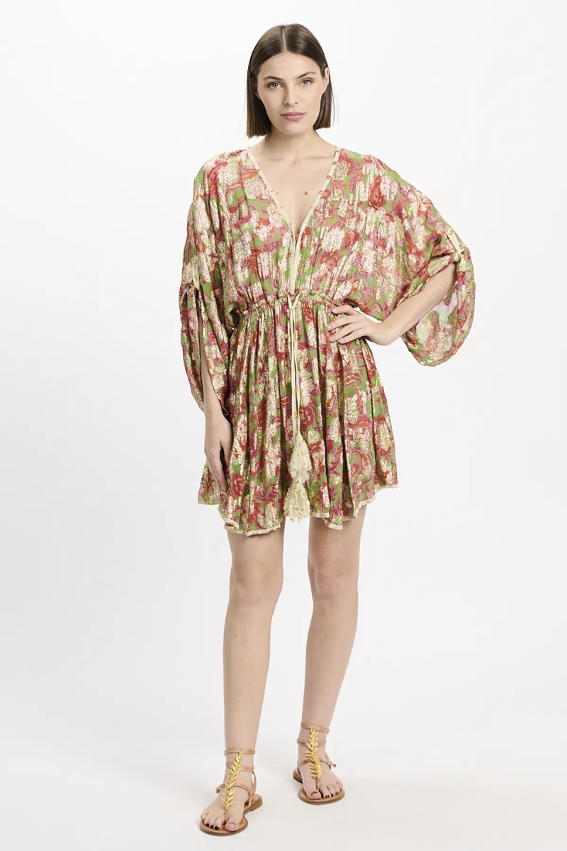 Vestido Opal – Vestido curto com mangas ajustáveis e forro a condizer, em modal com lurex, 100 % modal – Miss June Paris - 2