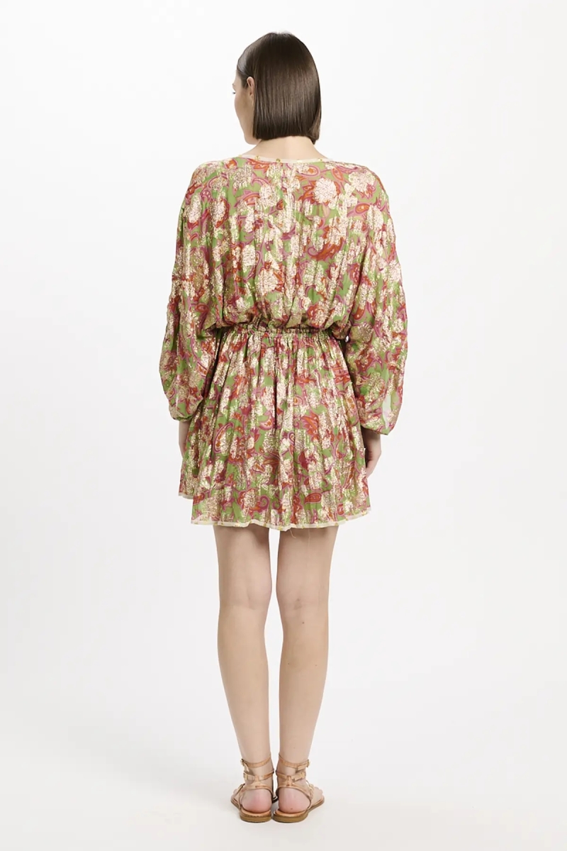Vestido Opal – Vestido curto com mangas ajustáveis e forro a condizer, em modal com lurex, 100 % modal – Miss June Paris - 5