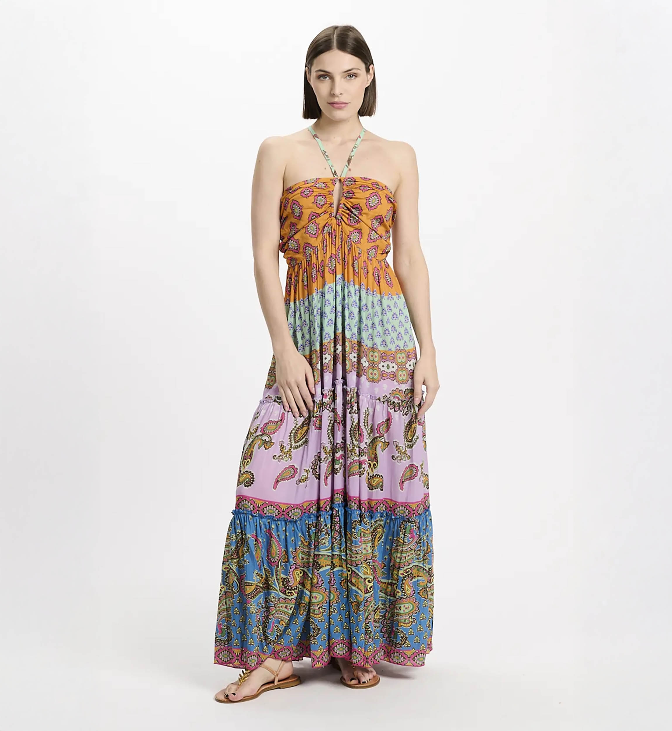 Dress Bahya Thin Straps Long Dress, 100% printed modal – Miss June Paris - 1