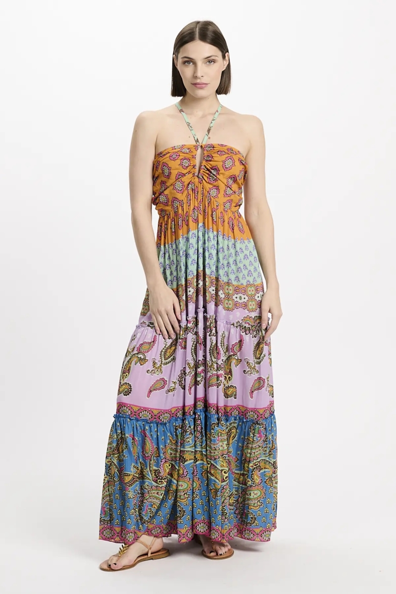 Vestido Bahya – Vestido largo con tirantes finos, de modal estampado, 100 % modal – Miss June Paris - 1