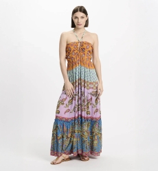 Dress Bahya Thin Straps Long Dress, 100% printed modal – Miss June Paris - 1