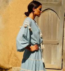 LYLLA Blouse – Blue or Red – Cotton/Lurex – Long Sleeve – Bohemian – Miss June Paris