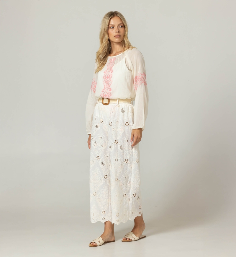 Leni floral broderie anglaise pants - 100% cotton - Miss June Paris - 3