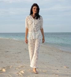 Camisa Mira con bordados ingleses - blanca - 100 % algodón - Miss June Paris - 2