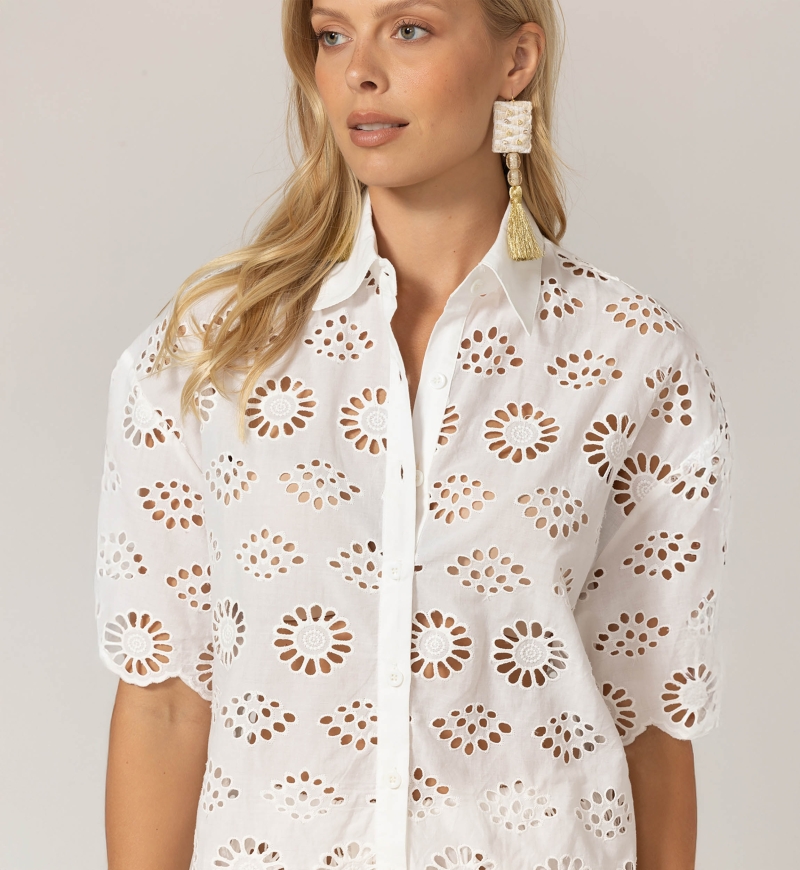 Mira shirt in English embroidery - white - 100% cotton - Miss June Paris - 5