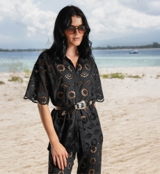 Mira shirt in English embroidery - black - 100% cotton - Miss June Paris - 7