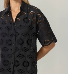 Mira shirt in English embroidery - black - 100% cotton - Miss June Paris - 10