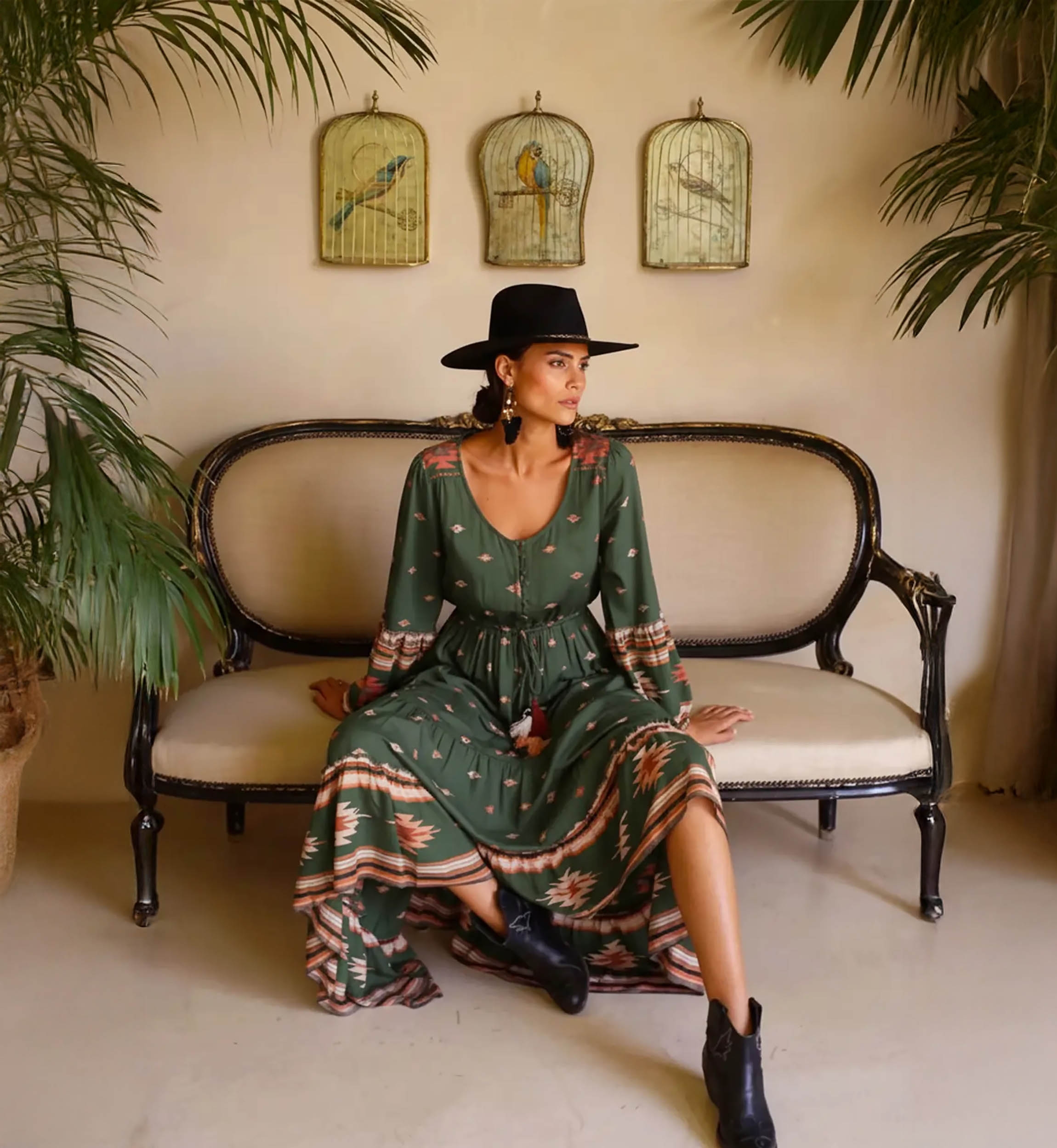 bohemian long dress long sleeves ANATOLIA - Miss June