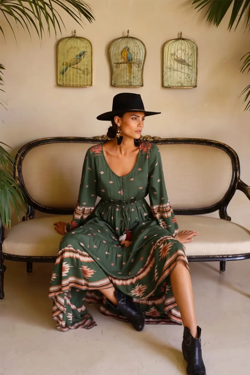 bohemian long dress long sleeves ANATOLIA - Miss June