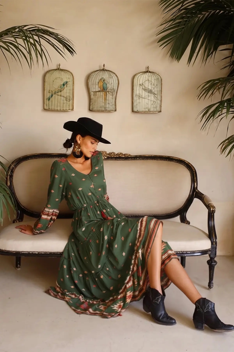 bohemian long dress long sleeves ANATOLIA - Miss June