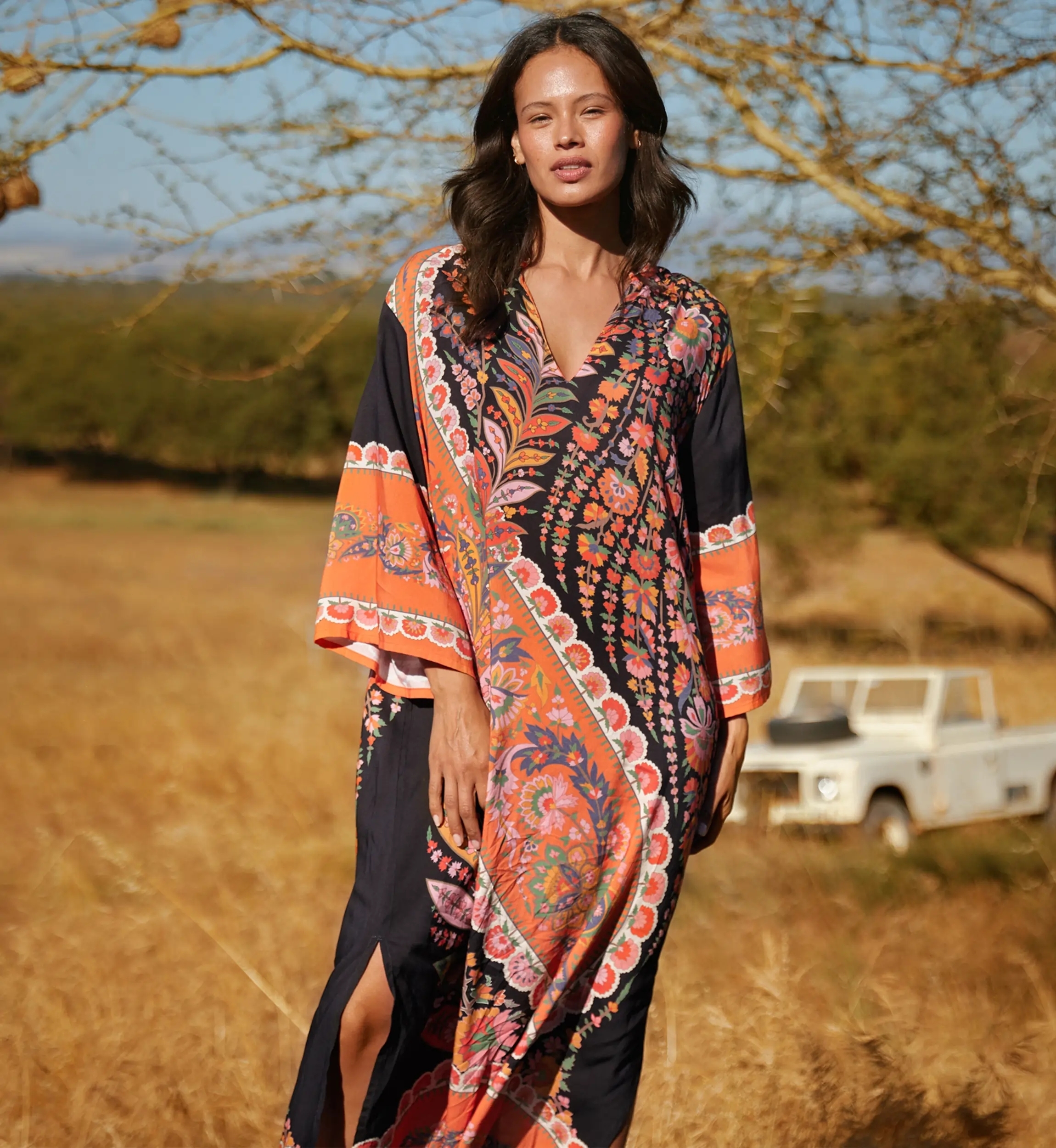 Miss June Paris — Vestido Longo Lior Viscose Estampado Floral