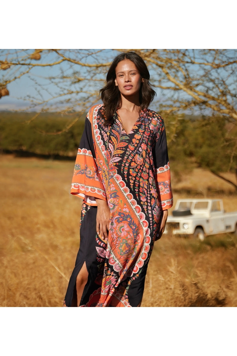 Miss June Paris — Vestido Longo Lior Viscose Estampado Floral