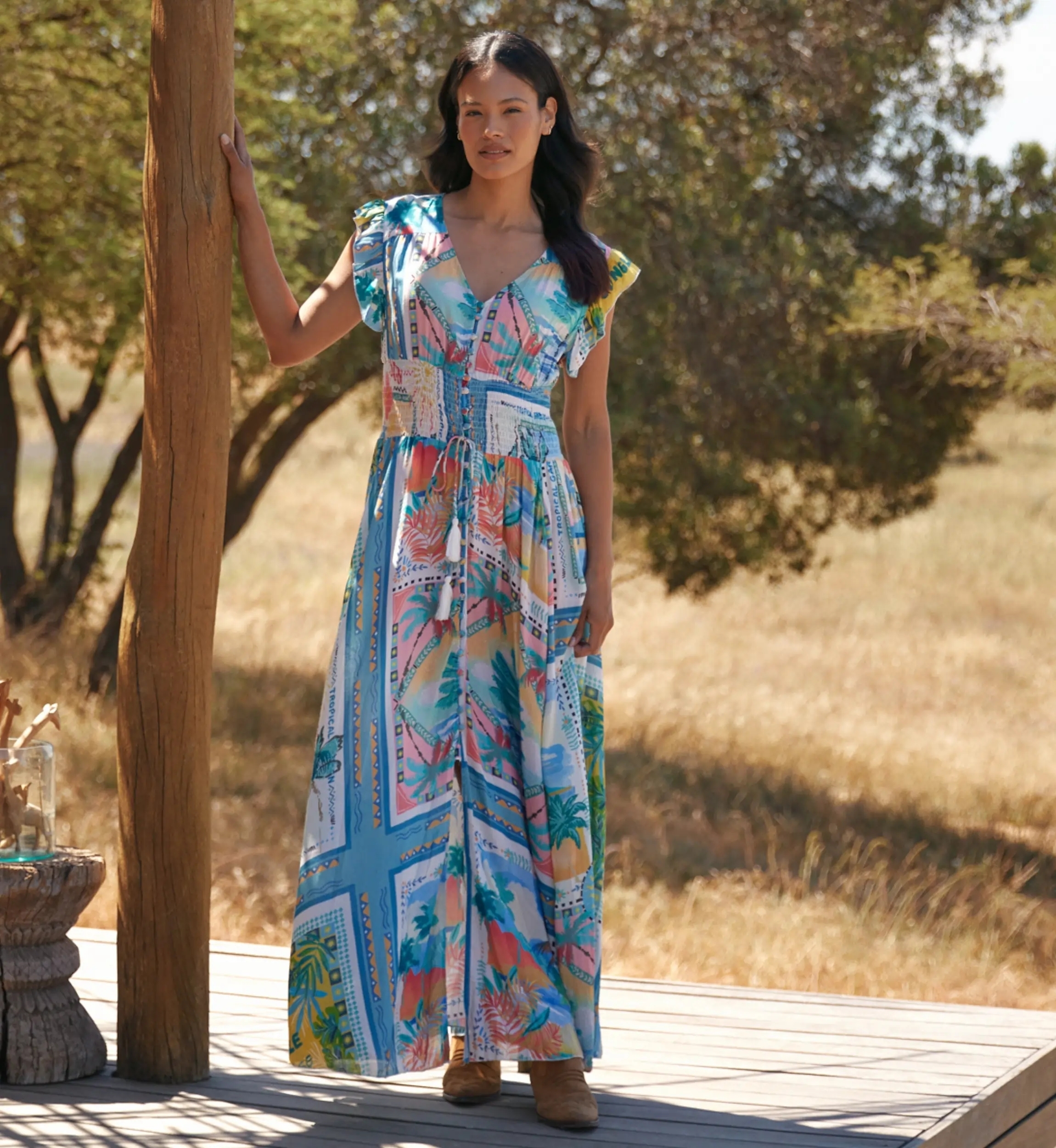 Miss June Paris — Multicolored Long Dress Taly in Modal