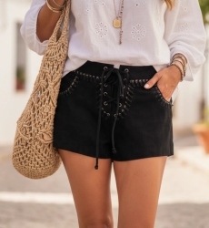 Miss June Paris — Cape Shorts Black Suede