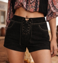 Miss June Paris — Cape Shorts Black Suede