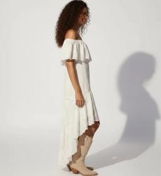 Miss June Paris — Vestido Bardot Assimétrico Branco