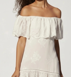 Miss June Paris — Vestido Bardot Assimétrico Branco