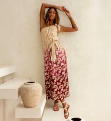 Vestido Euphoria Off Shoulder Burdeos Oro | Miss June Paris