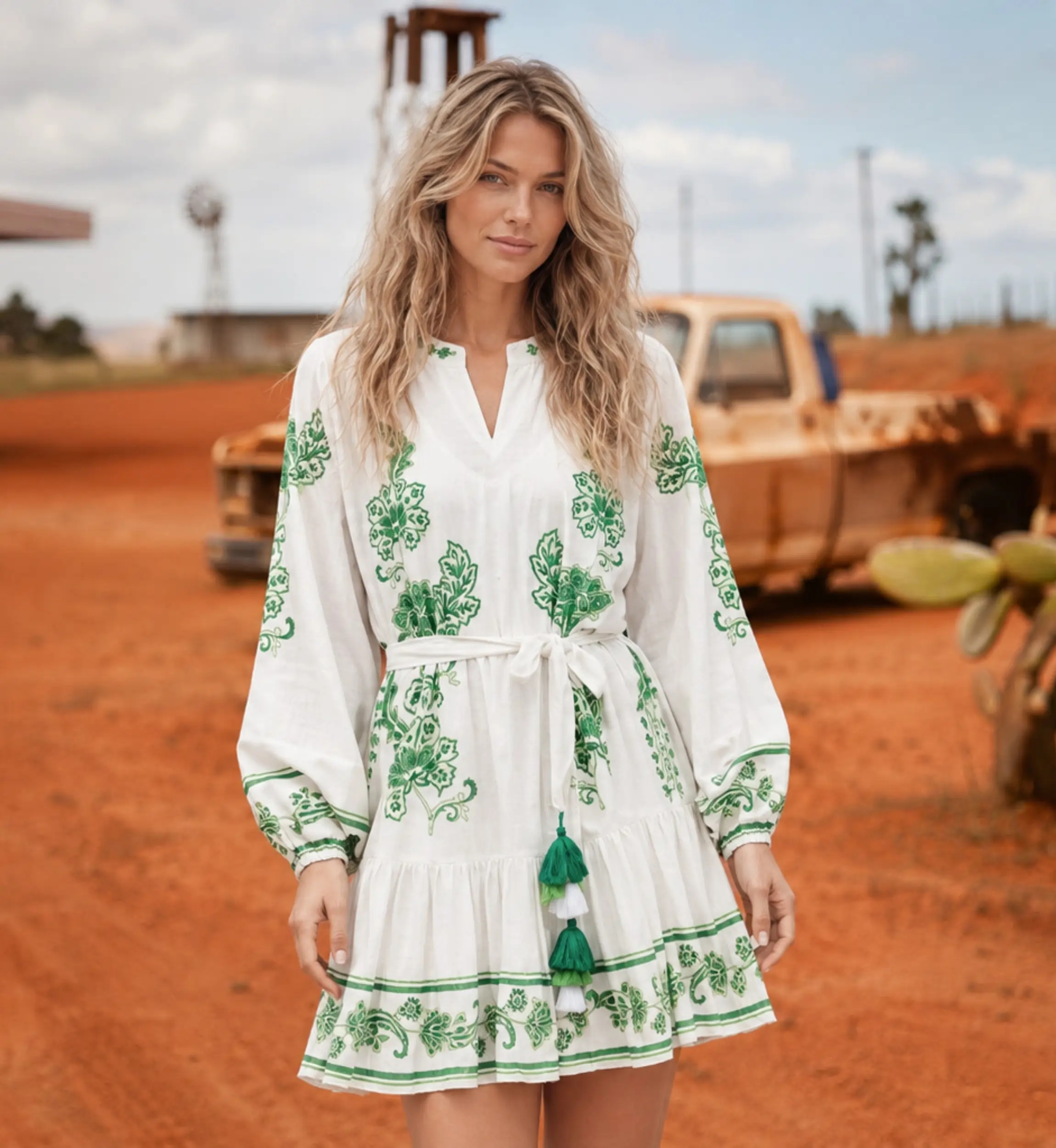 Short Dress Anika Floral Patterns - Flamed Rayon Cotton | Miss June Paris