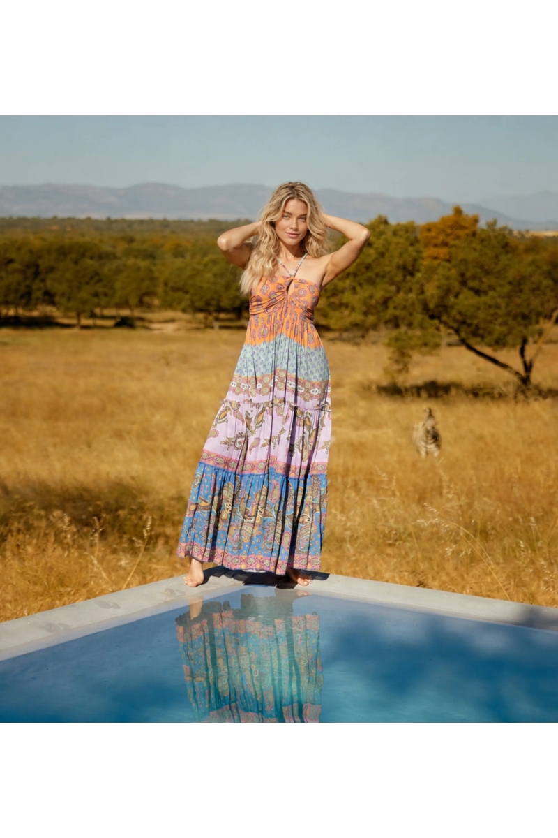 Long Dress Bahya - Printed Modal Bohemian | Miss June Paris