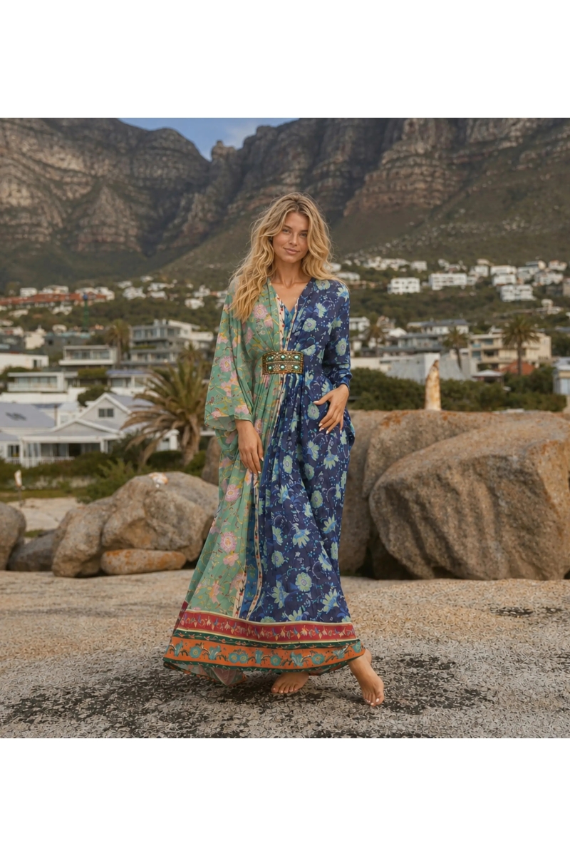 Caftán Largo Lyzzie Paisley Multicolor Modal | Miss June Paris
