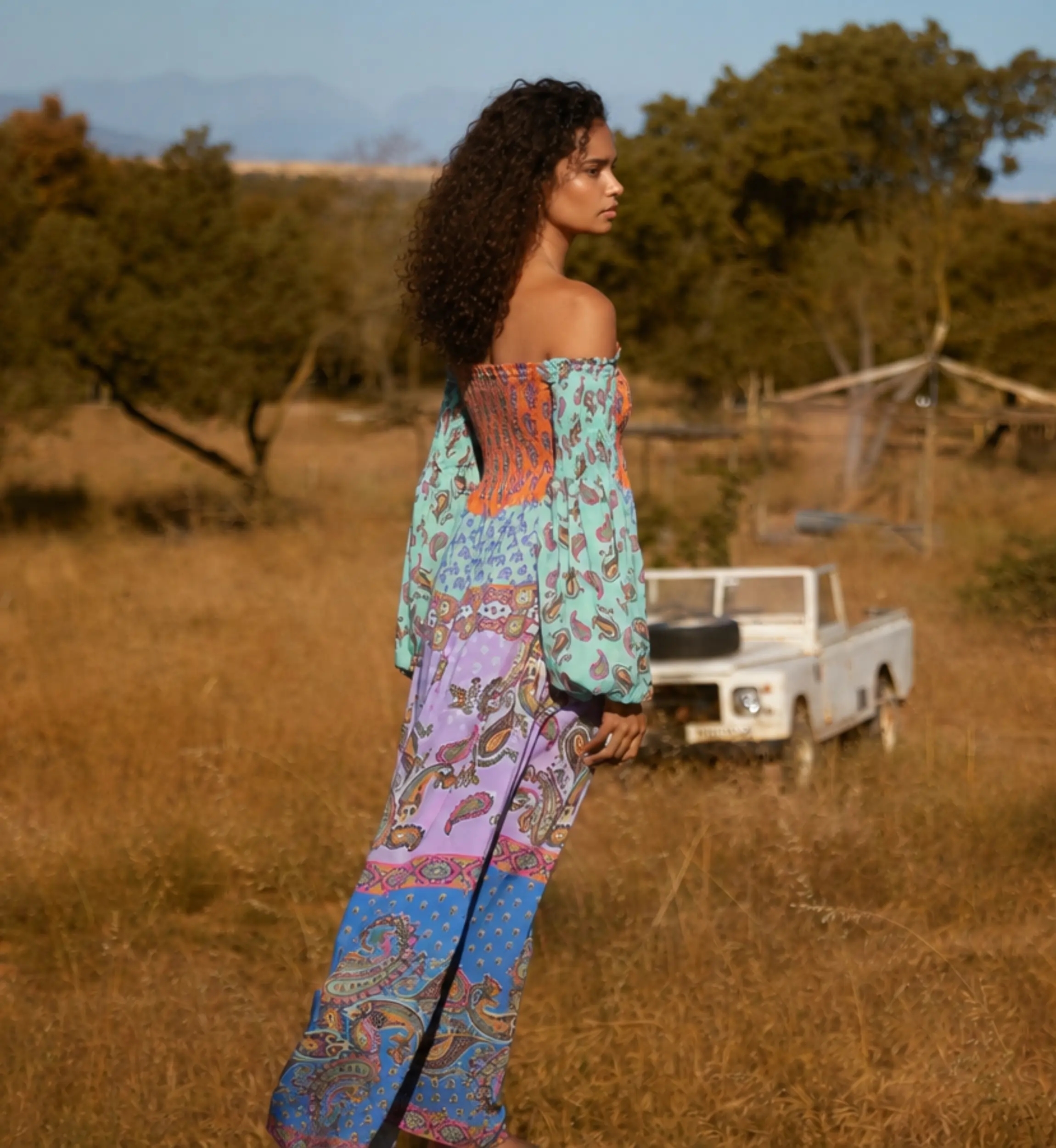 Vestido Longo Stefie - Modal Bohème Chic com Smockagem | Miss June Paris