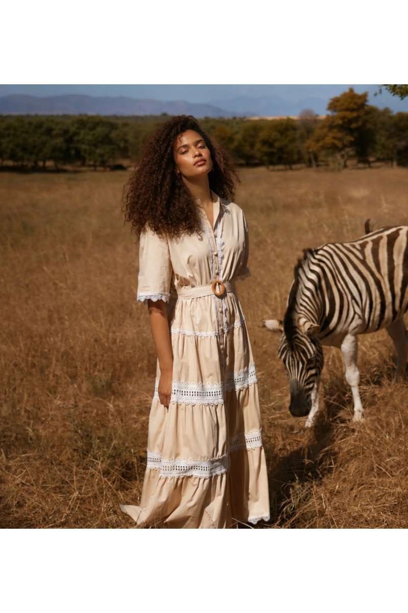 Vestido Longo Betty - Algodão Renda | Miss June Paris