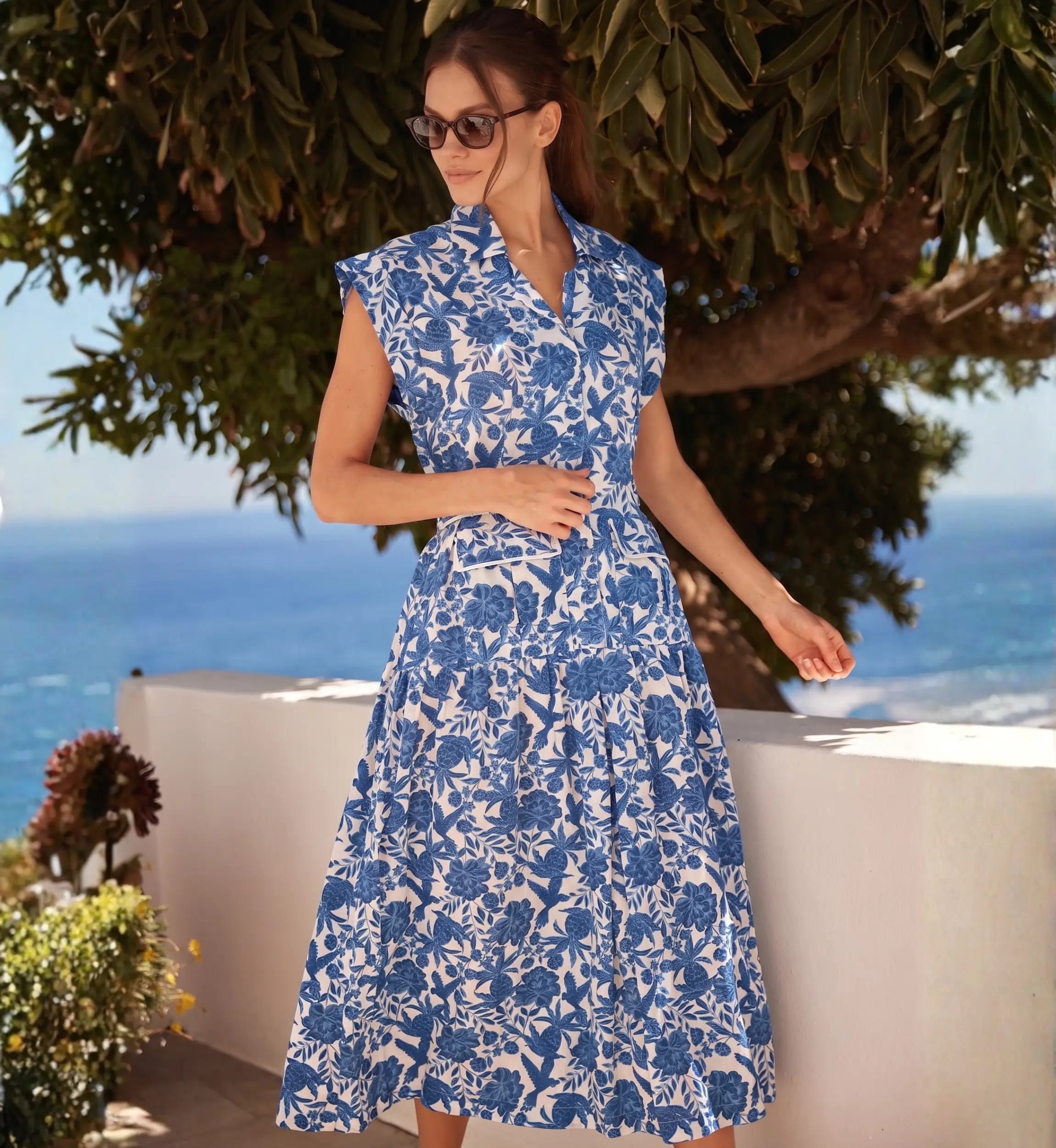 Long Dress Tilda - Cotton Bohemian Chic Indigo Blue | Miss June Paris