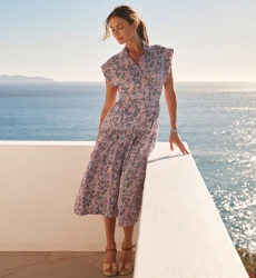 Vestido Midi Bruna Rosa - Algodão Floral & Boho Chic | Miss June Paris
