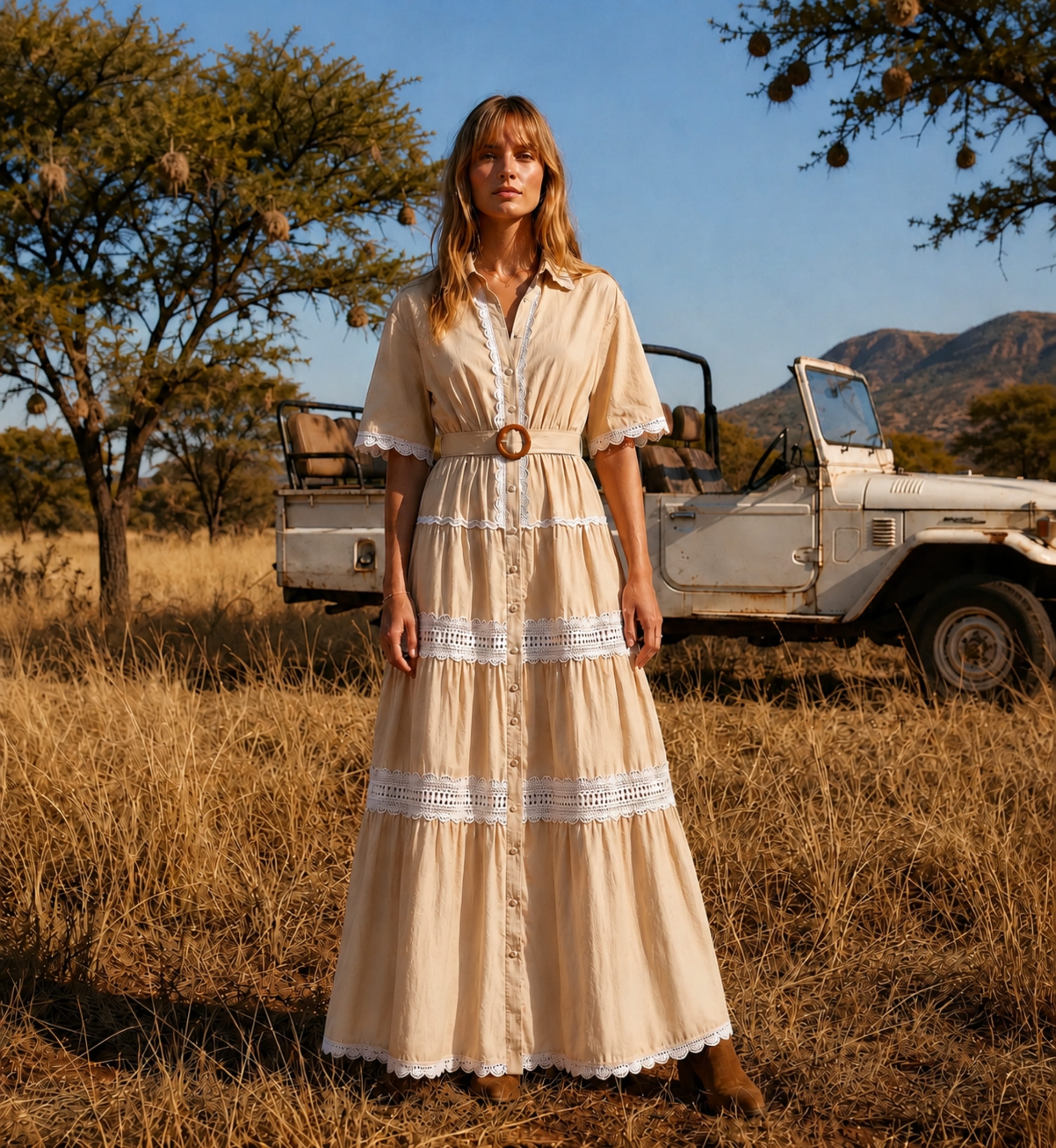 Vestido Largo Betty - Algodón Encaje | Miss June Paris