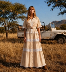 Miss June Paris, Vestido Longo Betty em Algodão com Bordado Inglês