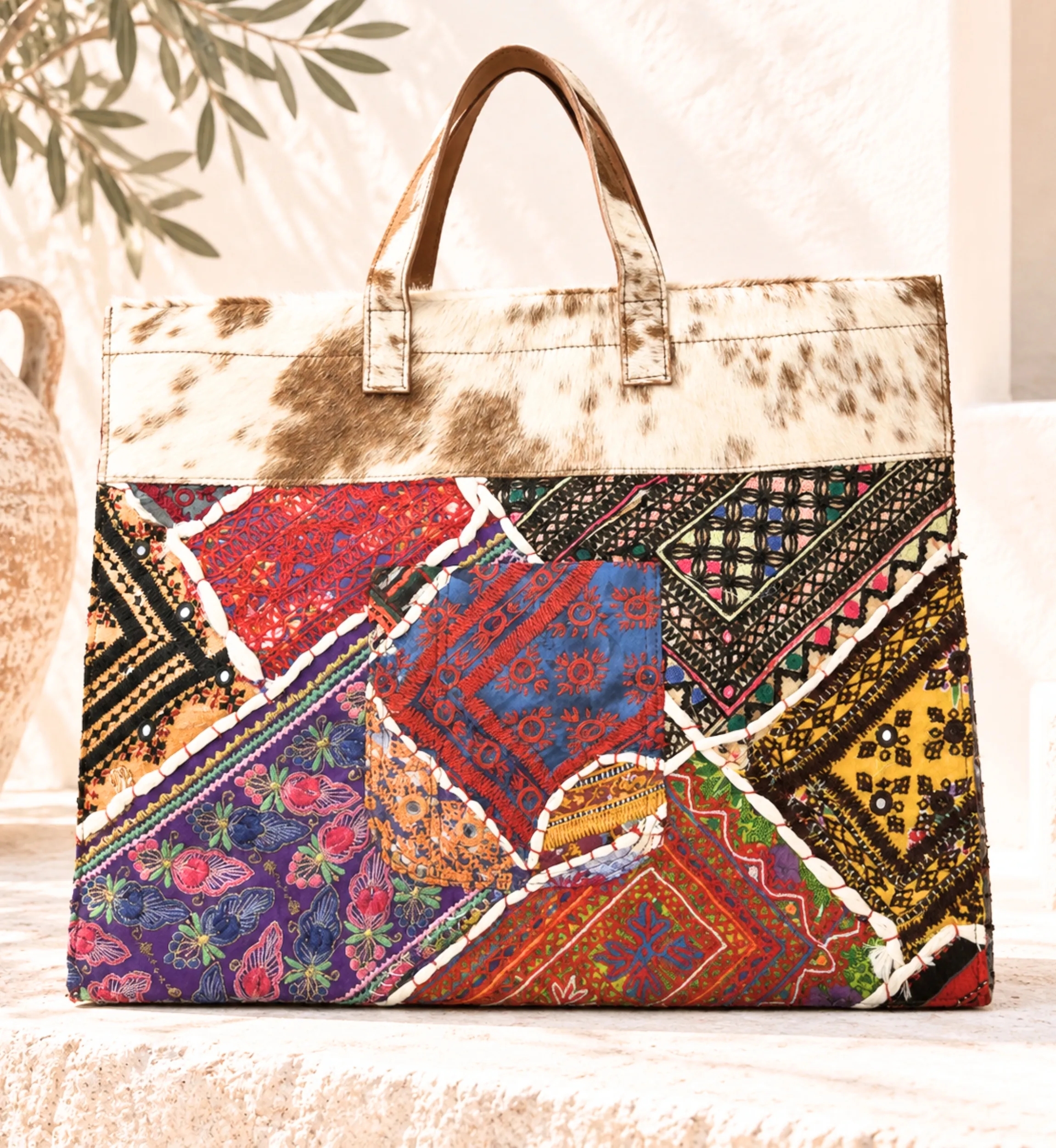 Bolso Patchwork Cuero Grande | Capazo Boho | Miss June