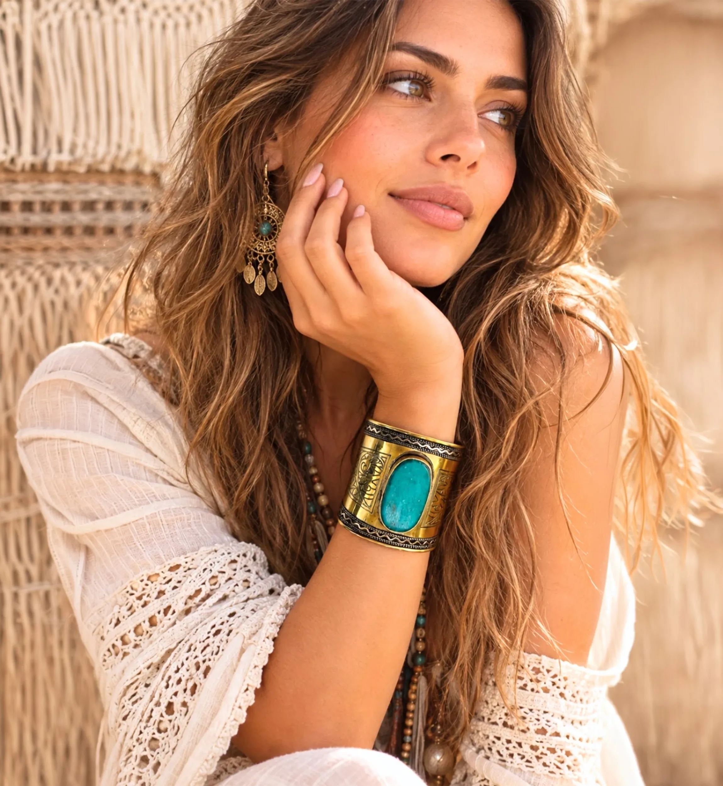 Cleops Cuff Bracelet with Oval Cabochon | Miss June Paris