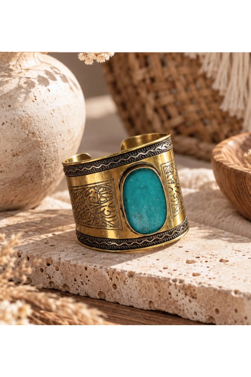 Cleops Cuff Bracelet with Oval Cabochon | Miss June Paris