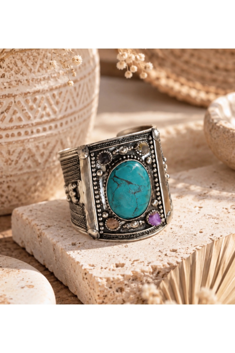 Pulseira de destaque Sphinx, cabochão aqua | Miss June Paris