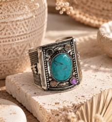 Brazalete llamativo Sphinx, cabujón aqua | Miss June Paris