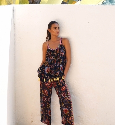 Angelo Tank Top – Navy Blue – Floral Pattern – Bohemian Style – Miss June Paris – 1