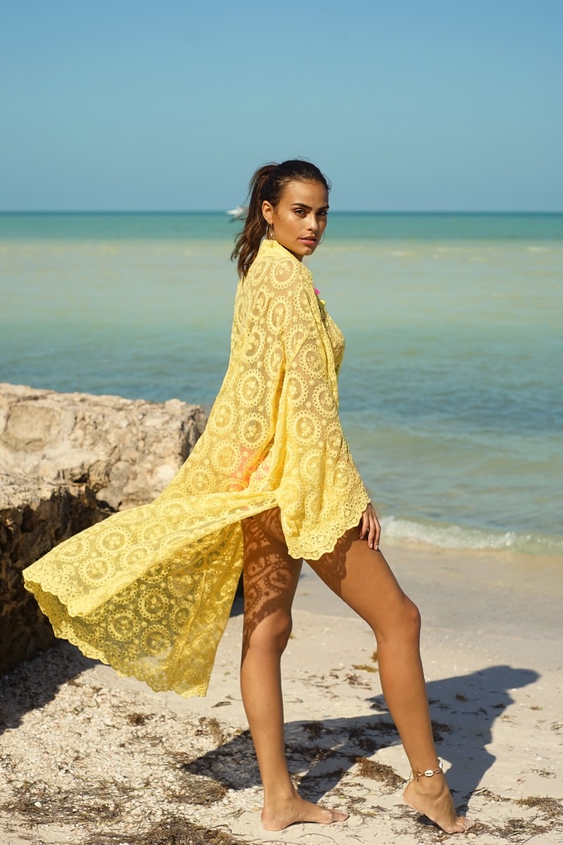 YELLOWSTONE Long Kimono – Yellow – Long Sleeve – Bohemian – Miss June Paris – 3
