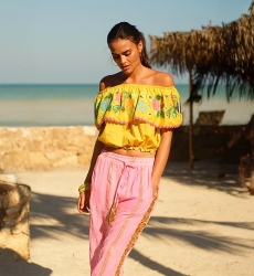 Top com ombros à mostra Chiquita, Padrão floral bordado, Estilo boêmio, Miss June Paris, 5