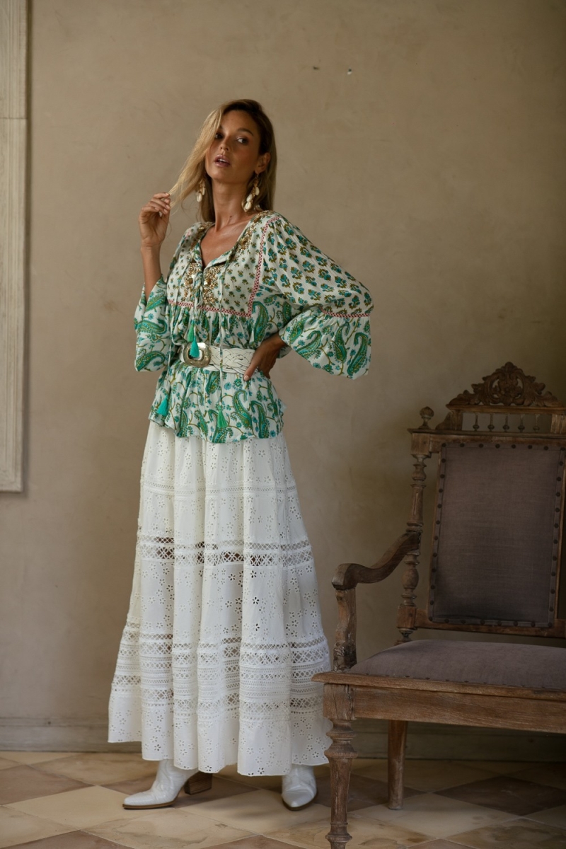 Miss June Paris, Plumeria Maxi Skirt