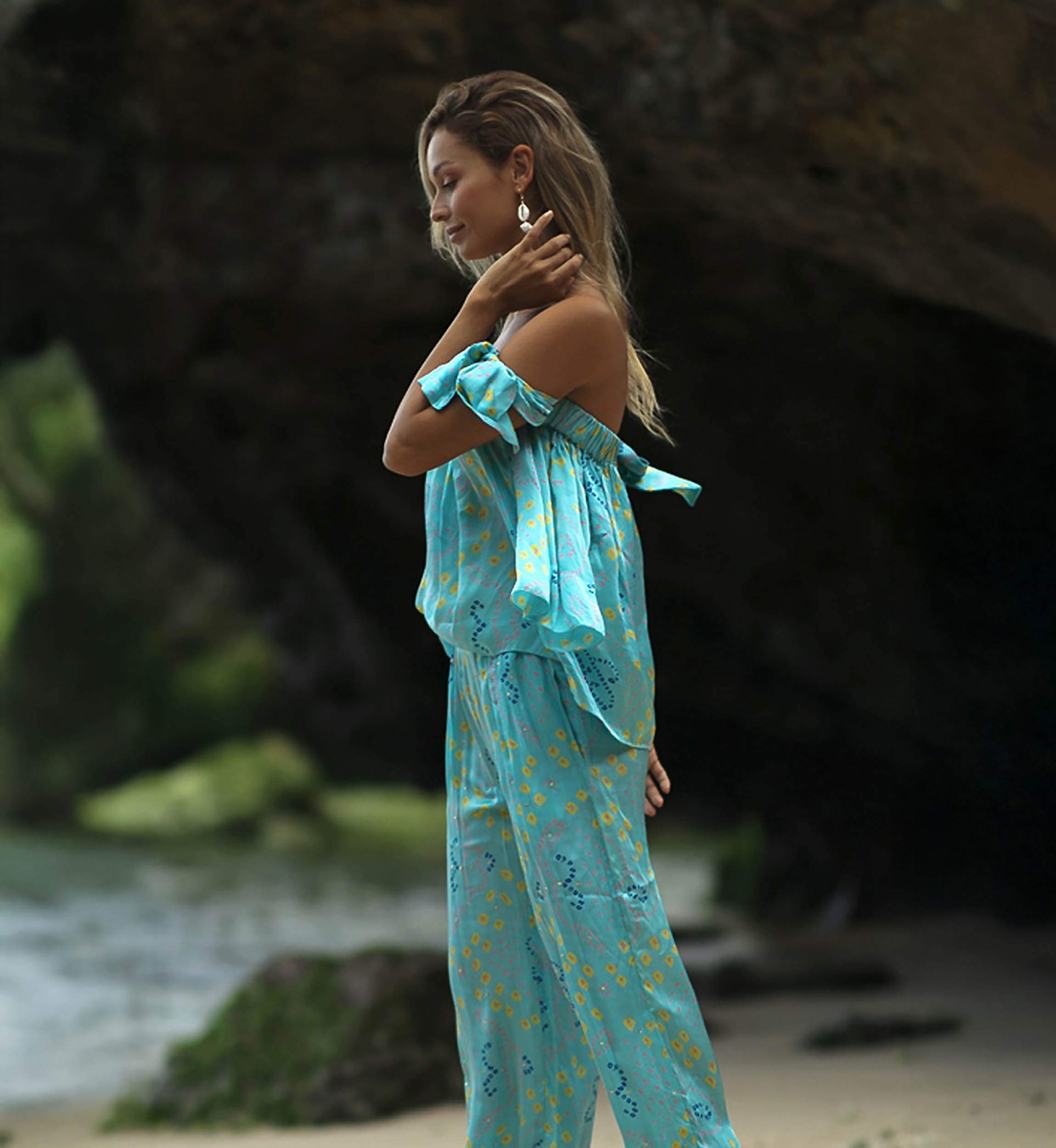 T-Shirt Isha – Turquesa – Estilo boho – Miss June Paris – 2